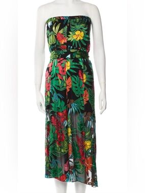 Alice + Olivia 'Tropical Palm' Strapless Maxi Dress 🌴🌺♥️✨👗